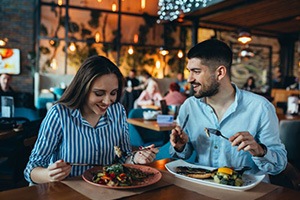 Couple eating at a restaurant