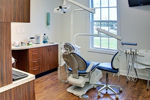 treatment chair at dentist's office