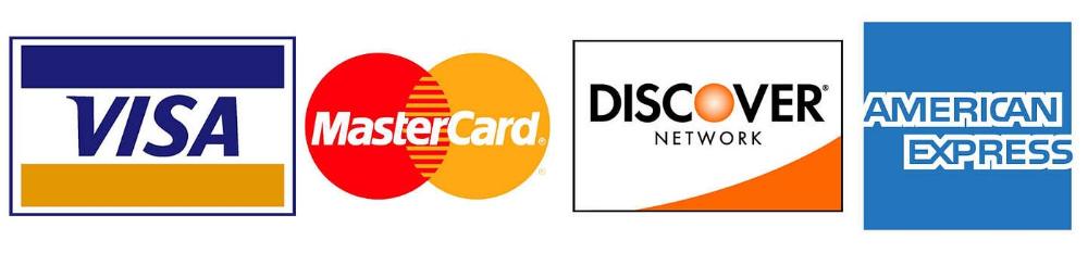 Visa, mastercard, discover and american express logos