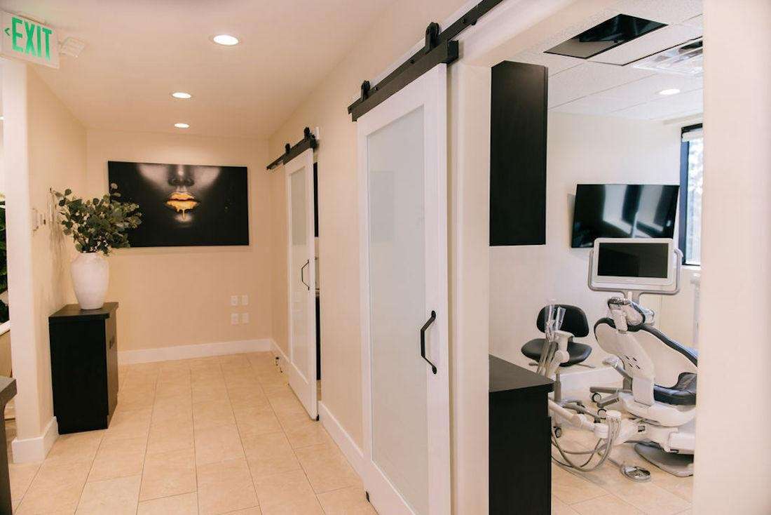Dental treatment room and hallway of signature smiles of LA, encino ca